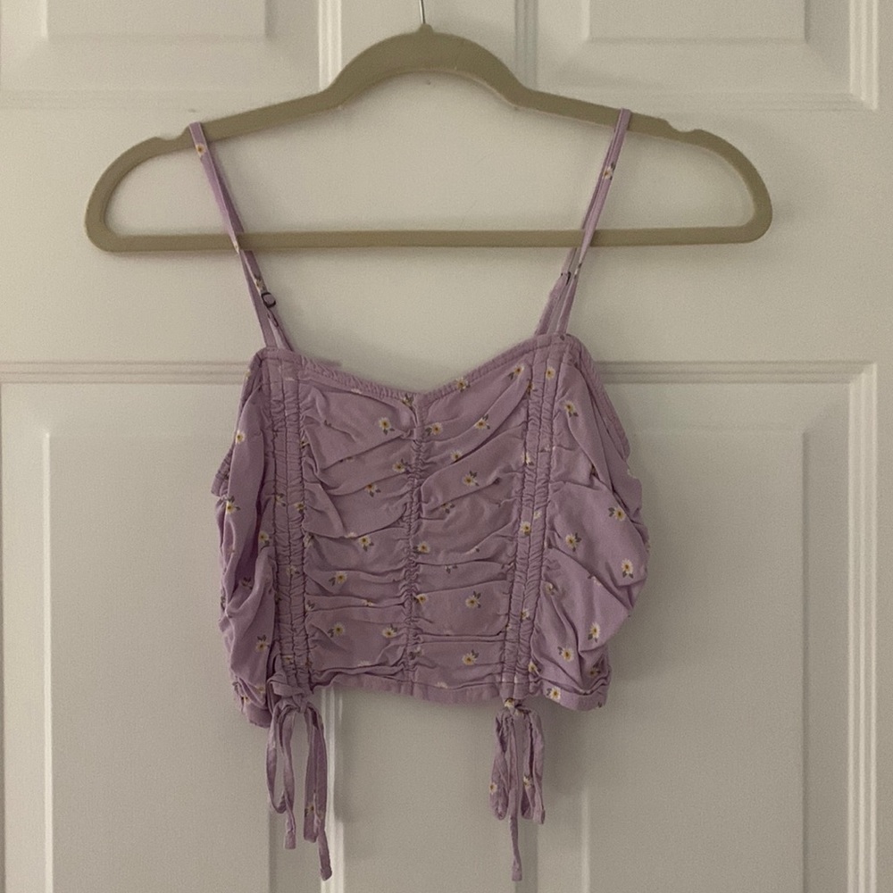Hollister Purple Floral Crop Top